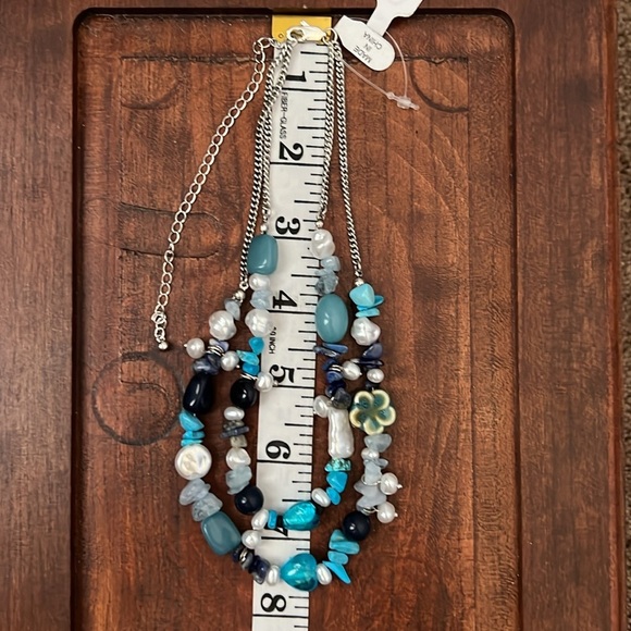 Free People Steal the Show Choker Necklace Blue Turquoise Adjustable NWT - Picture 6 of 7